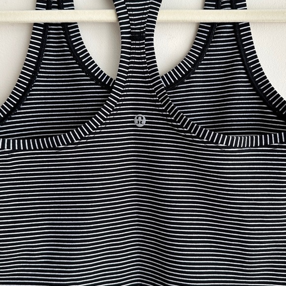 Lululemon Cool Racerback Tank Top, Black and White Striped, Size 4 - Picture 14 of 16